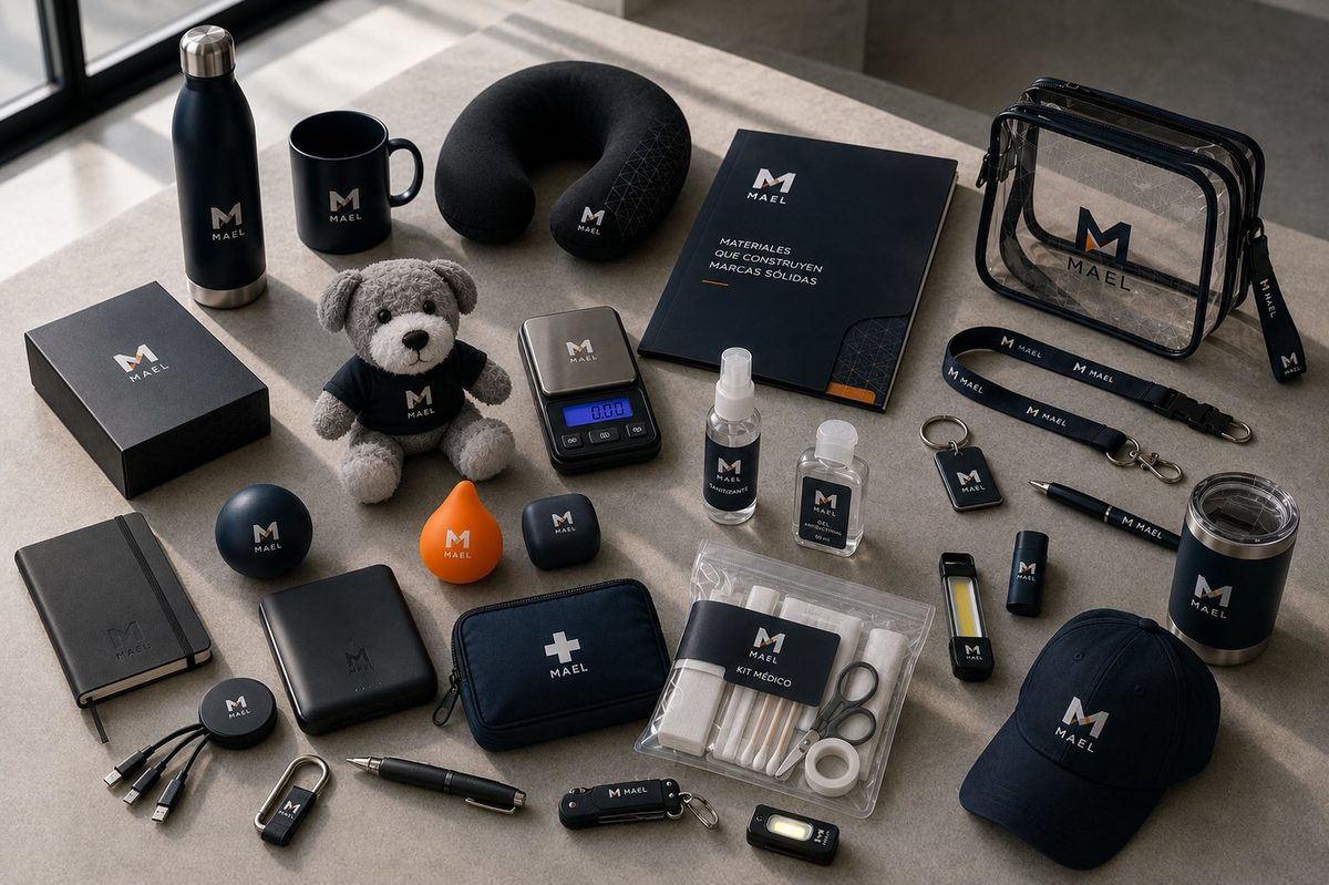Materiales de marca MAEL — promocionales, kits y artículos corporativos